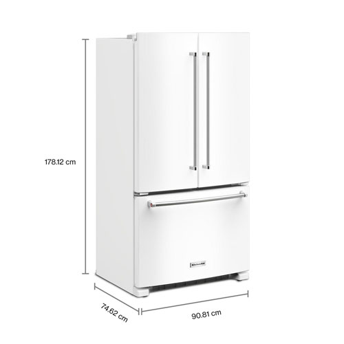 KitchenAid 36" 20 Cu. Ft. French Door Refrigerator with Water Dispenser - White