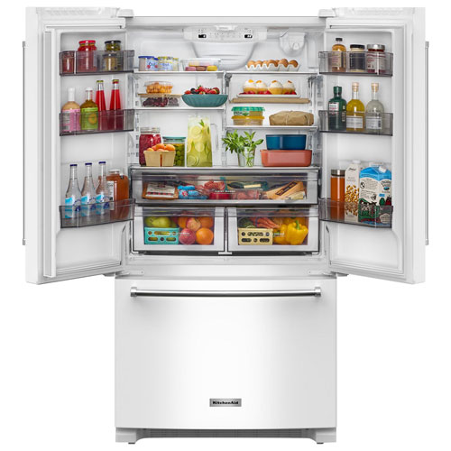 KitchenAid 36" 20 Cu. Ft. French Door Refrigerator with Water Dispenser - White