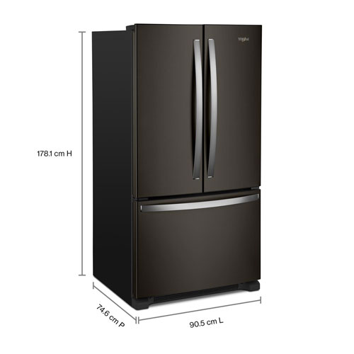 Whirlpool 36" 20 Cu. Ft. French Door Refrigerator with Water Dispenser - Black Stainless Steel