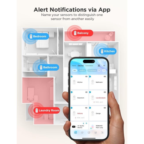 Détecteur de fuite d'eau 100&nbsp;dB alarme réglable et alertes d'application de Govee - Paquet de 3