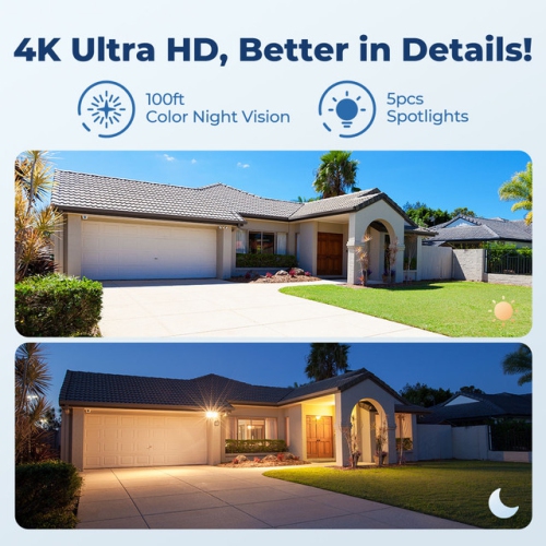 Reolink 16-Channel PoE 4K Security Camera System with 5X Optical Zoom & Spotlights Color Night Vision, 4TB HDD, RLK16-811B8-A