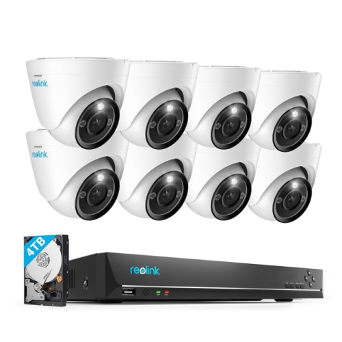 Reolink 4K Outdoor Home Security System Cameras, 3X Optical Zoom, Color Night Vision, Smart Detection, 8pcs RLC-833A Bundle with 16CH NVR RLN16-410 b