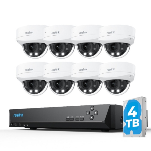 Reolink 4K 8MP IK10 Surveillance System with 5× Optical Zoom and Spotlight Color Night Vision, 16-Channel NVR with 4TB HDD, RLK16-843V8