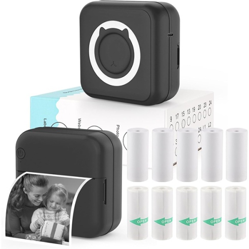 Image 1 de 5.. HUIJUTCHEN – imprimante de poche miniature pour imprimante thermique iPhone, noir