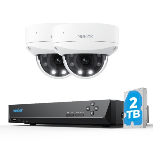 Reolink Smart 4K 8MP IK10 PoE Security Camera System with 5× Optical Zoom and Spotlight Color Night Vision, 8CH NVR with 2TB HDD, RLK8-843V2