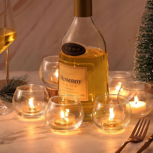 Glass Tealight Candle Holder Set of 12- Round Clear Votive Candle Holders for Table Decor, Party& Wedding Decorations
