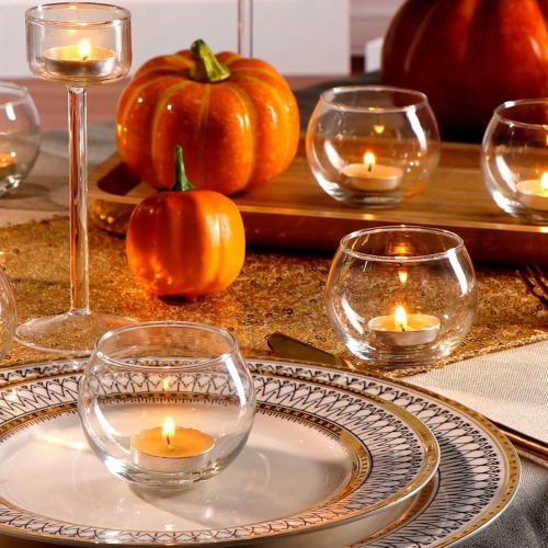 Glass Tealight Candle Holder Set of 12- Round Clear Votive Candle Holders for Table Decor, Party& Wedding Decorations
