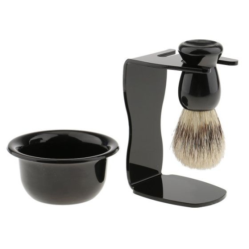 Cup Bowl and Holder Stand Shaving Brush Set for Mens Shaving Badger Beard Tool