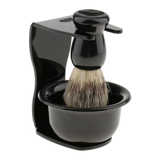 Cup Bowl and Holder Stand Shaving Brush Set for Mens Shaving Badger Beard Tool