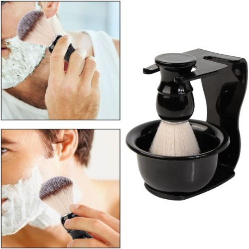 Cup Bowl and Holder Stand Shaving Brush Set for Mens Shaving Badger Beard Tool