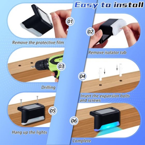 Outdoor Waterproof Solar Deck Lights - Outdoor Stair Lights Waterproof outdoor garden Pathway Yard Stairs Patio stairs Lamps surrounding light Solar