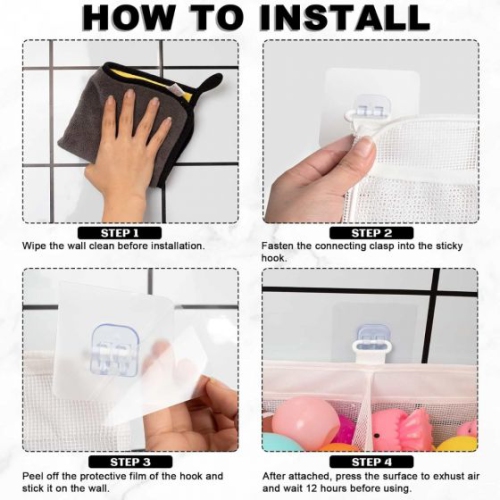 Store & Arrange Rack Hanging Mesh Bag Bath Toy Cleaning Bag - Worry no more! The 3 Compartment Horizontal Large Openings Bath Toy Organizer