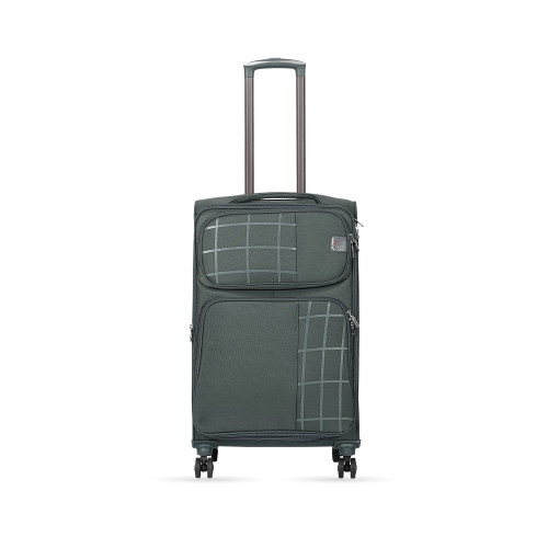 Valise souple à roulettes pivotantes à carreaux de 24&nbsp;po, 1200&nbsp;deniers, légère, roulettes 360 degrés, sac extensible, gris