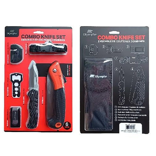 Olympia – Ensemble de couteaux de camping, lame en acier inoxydable, 6 pièces