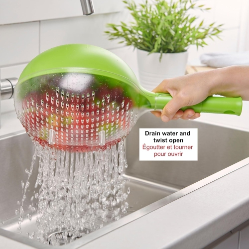 Starfrit – passoire sphérique avec drain facile, capacité de 3 tasses, lavable au lave-vaisselle, vert