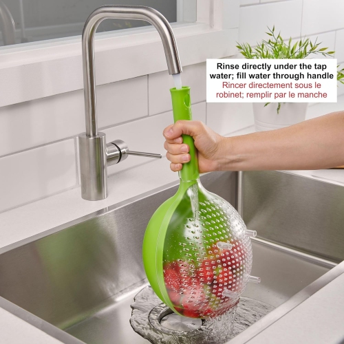 Starfrit – passoire sphérique avec drain facile, capacité de 3 tasses, lavable au lave-vaisselle, vert