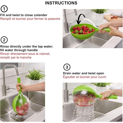 Starfrit – passoire sphérique avec drain facile, capacité de 3 tasses, lavable au lave-vaisselle, vert