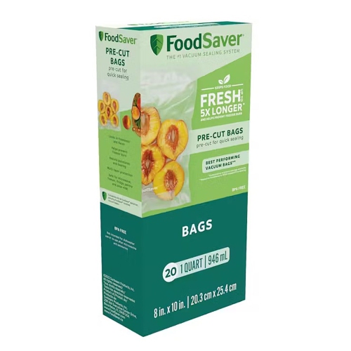 FoodSaver - 20 Pack Pre-Cut Vacuum Sealer Bags, 1 Liter Capacity