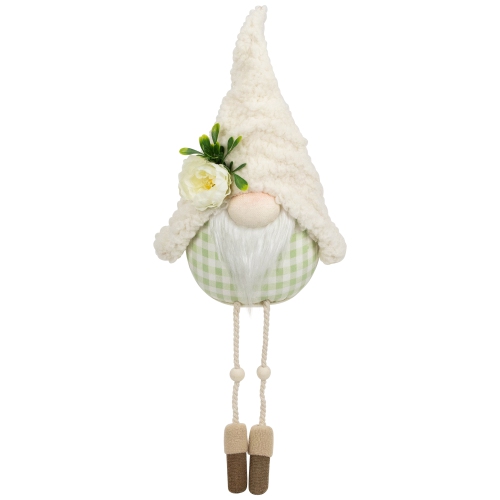 Plush Sitting Gnome with Dangling Legs Spring Figurine -10.5"