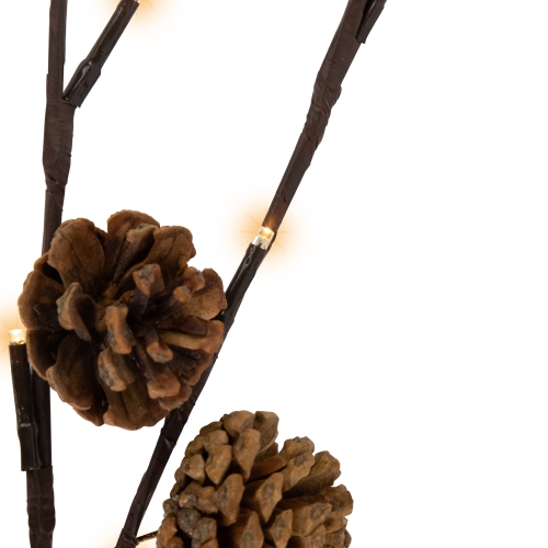 Lighted Pinecone Christmas Branch Bundle - 23" - Warm White LED - Set of 3