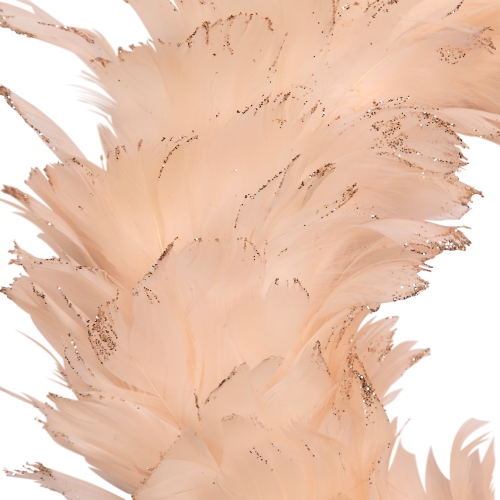 Glittered Feathers Christmas Wreath - 14.5" - Unlit - Peach