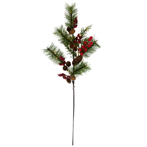 Pomme de pin, baies et pin en aérosol – 27 po – Blanc chaud