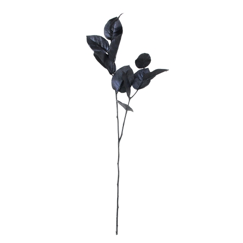 Salal Leaf Artificial Floral Spray - 28" - Metallic Black