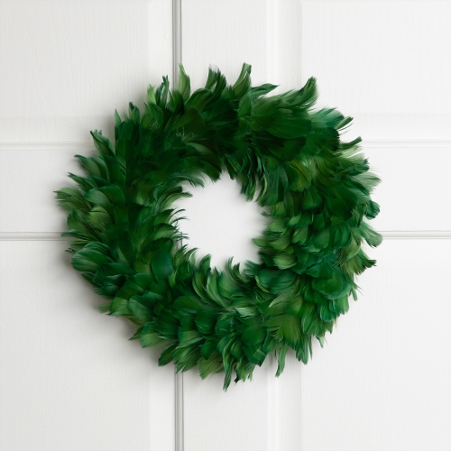 Wispy Feather Christmas Wreath - 14.5" - Unlit - Green