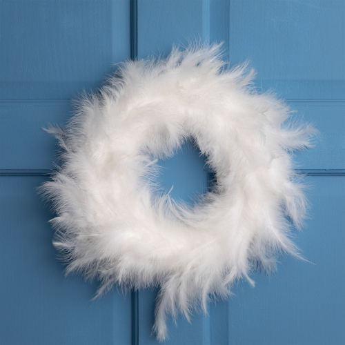 Wispy Feather Christmas Wreath - 14.5" - Unlit - Winter White