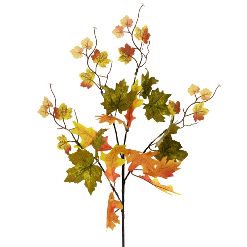 Lighted Maple Leaves Fall Harvest Spray - 30" - Warm White