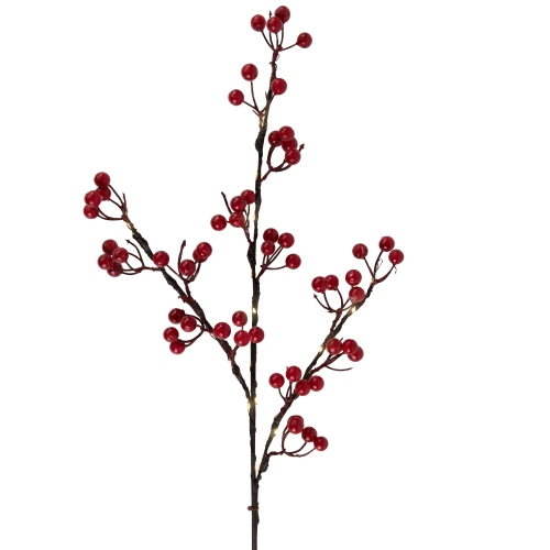 Lighted Berries Christmas Spray - 29" - Warm White