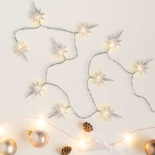 NORTHLIGHT  North Star Christmas Light Set - Warm Led - 3' - Clear Wire - 10Ct In White