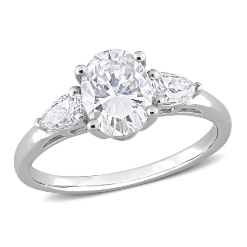 1.75 Carat Lab-Created Three-Stone Moissanite Engagement Ring in Sterling Silver