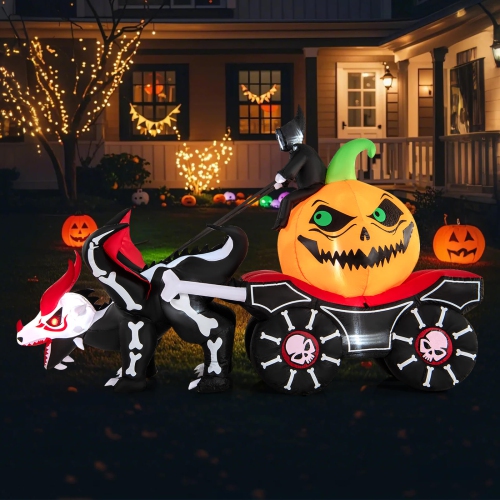 CoCostway 9 pi long Halloween décoration gonflable Grim Reaper conduite Pumpkin Carriage