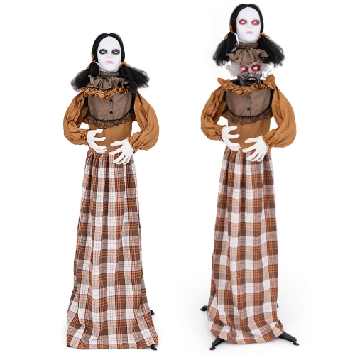 COSTWAY  Halloween Animatronics With Red Light Up Eyes Motion & Sound Activated