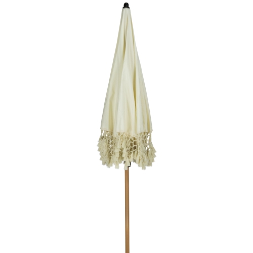 Outdoor Macrame Boho Beach Market Umbrella with Tilt - 6.5' - Cream