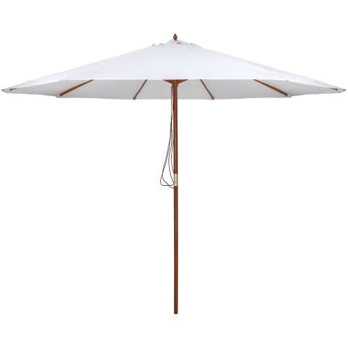 NORTHLIGHT  Outdoor Patio Market Umbrella With Wooden Pole - 8.5' - In White