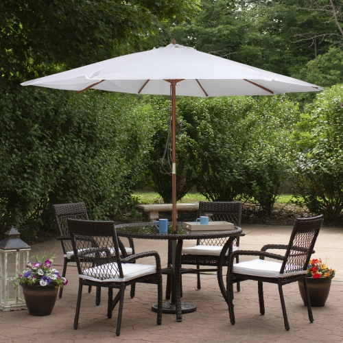 Outdoor Patio Market Umbrella with Wooden Pole - 8.5' - White