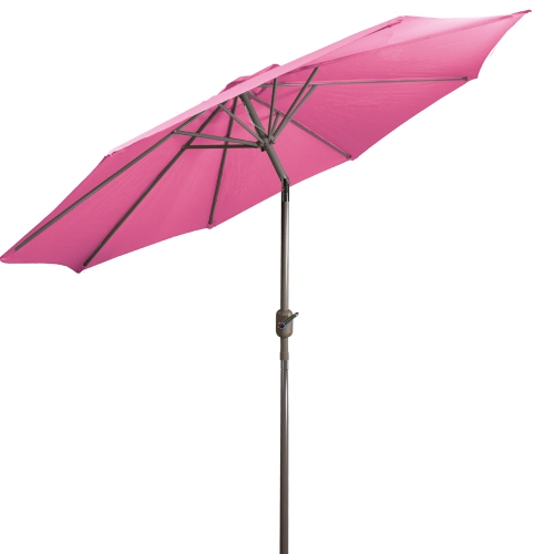 9ft Outdoor Patio Market Umbrella with Hand Crank and Tilt, Pink