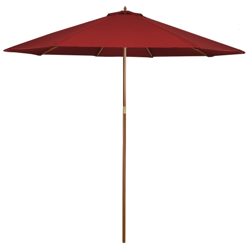NORTHLIGHT  9Ft Outdoor Patio Market Umbrella With Wooden Pole In Red