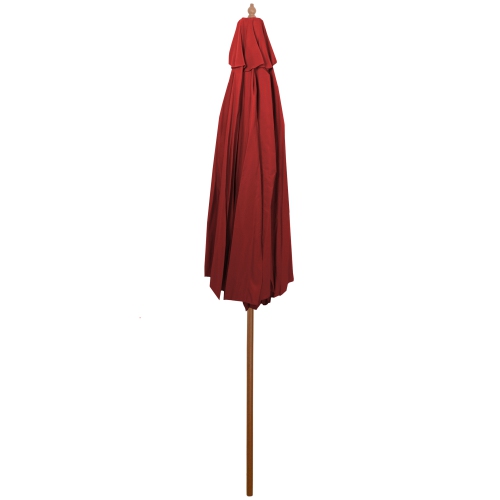 9ft Outdoor Patio Market Umbrella with Wooden Pole, Red