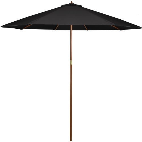 9&nbsp;pi – parasol de patio extérieur avec poteau en bois, noir