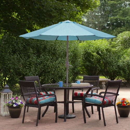 Parasol de patio de 6,5 pi avec manivelle - Bleu turquoise