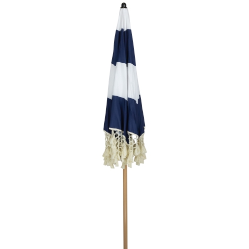 Striped Outdoor Tilting Macrame Boho Beach Market Umbrella - 6.5' - Blue and White