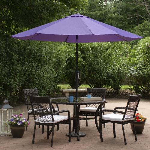 9ft Outdoor Patio Market Umbrella with Hand Crank and Tilt, Purple