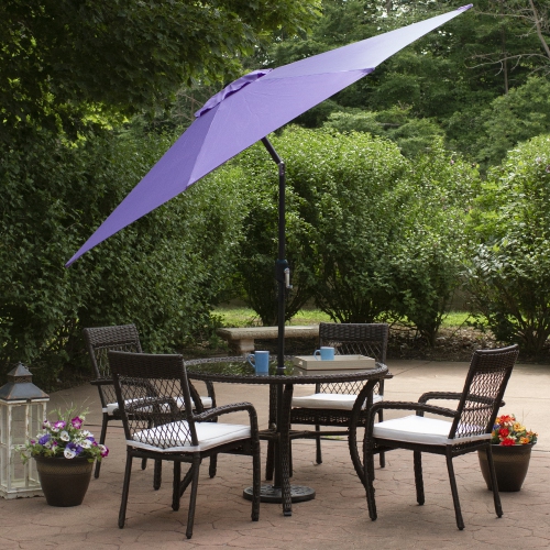 9ft Outdoor Patio Market Umbrella with Hand Crank and Tilt, Purple