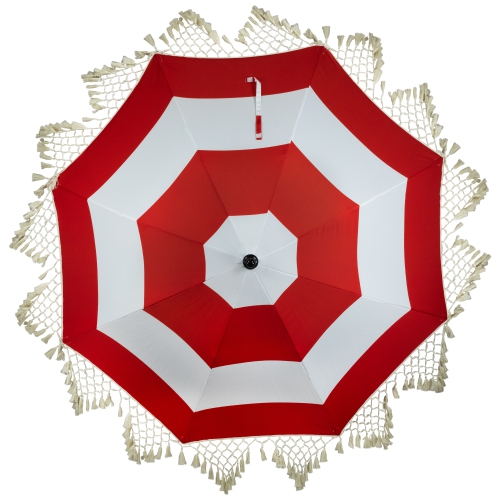 Striped Outdoor Macrame Boho Beach Market Umbrella with Tiltt- 6.5' - Red and White