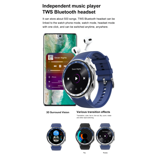 TUTT Smartwatch for Men AMOLED Ultra-Slim/Light 1.43" HD | 4GB RAM AI | 3 Straps Leather & Rubber | Always-On Dial Smart Watch