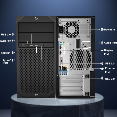 Refurbished - HP Z2 Tower G4 Powerful Workstation Windows 11 Pro Desktop PC, Intel i7 8th Gen Processor, 16GB DDR4 RAM, 2TB NVMe SSD, 1TB HDD, RGB