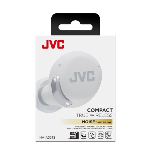 JVC - Compact Noise Cancelling Headphones with Microphone and Touch Control, White